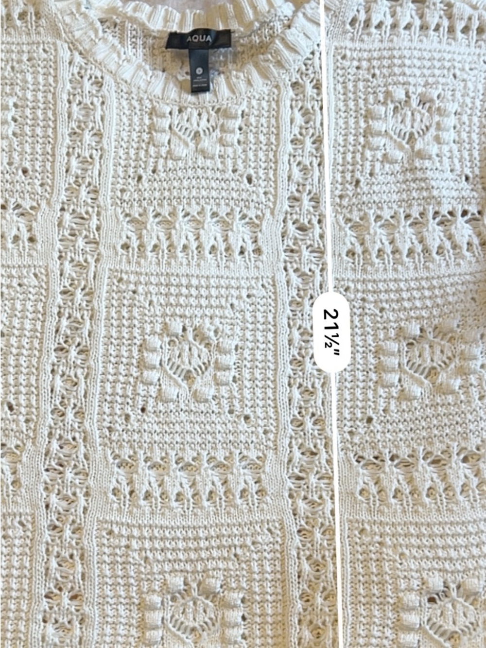 Aqua Open-Knit Short Sleeve Sweater Top in White - Picture 9 of 9